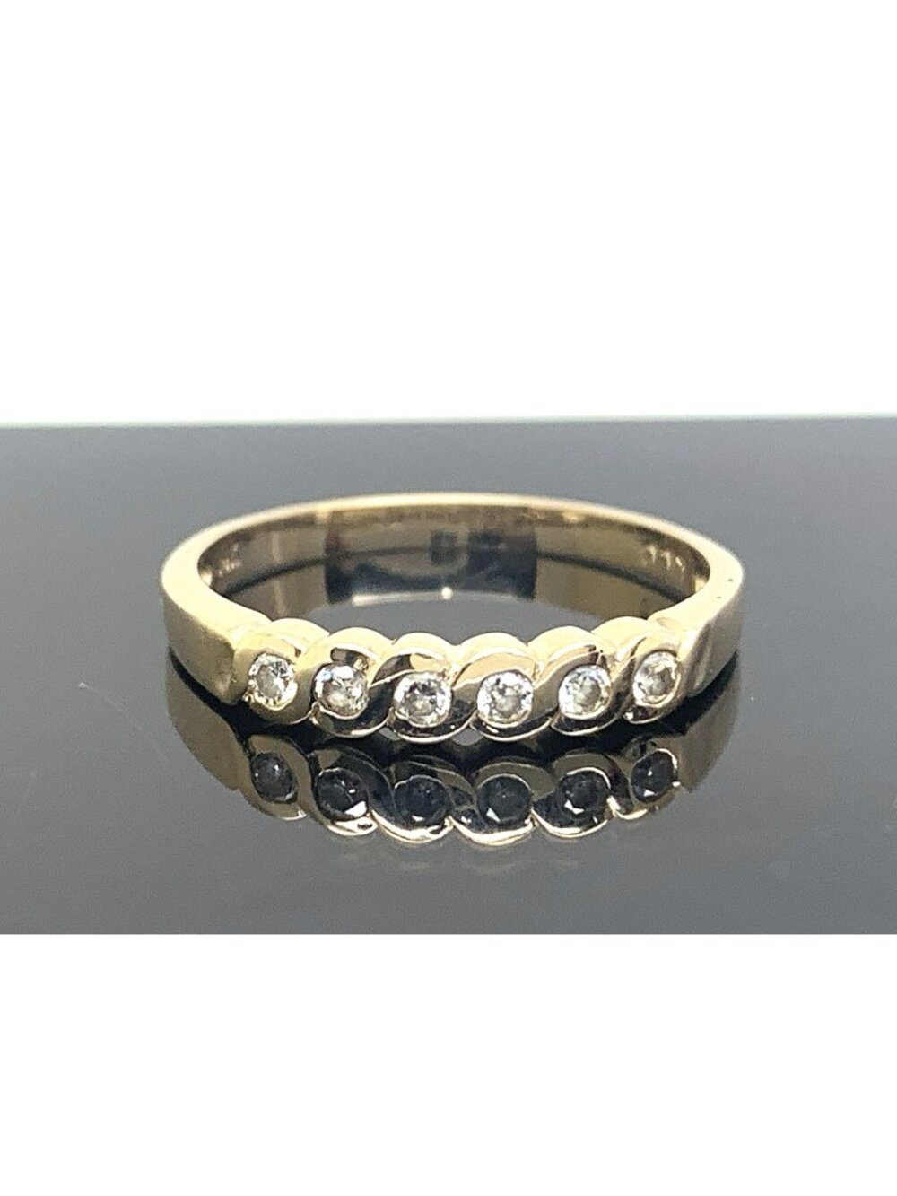Women's Wedding Band Diamond 0.12ctw 14k Yellow Gold Stackable Ring Size 6.5